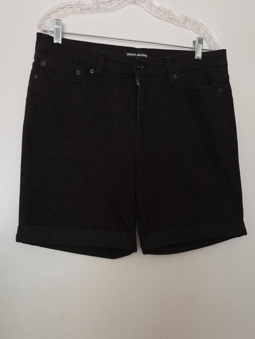 DKNY Black Women's Jean Shorts with Cuffed Hem
